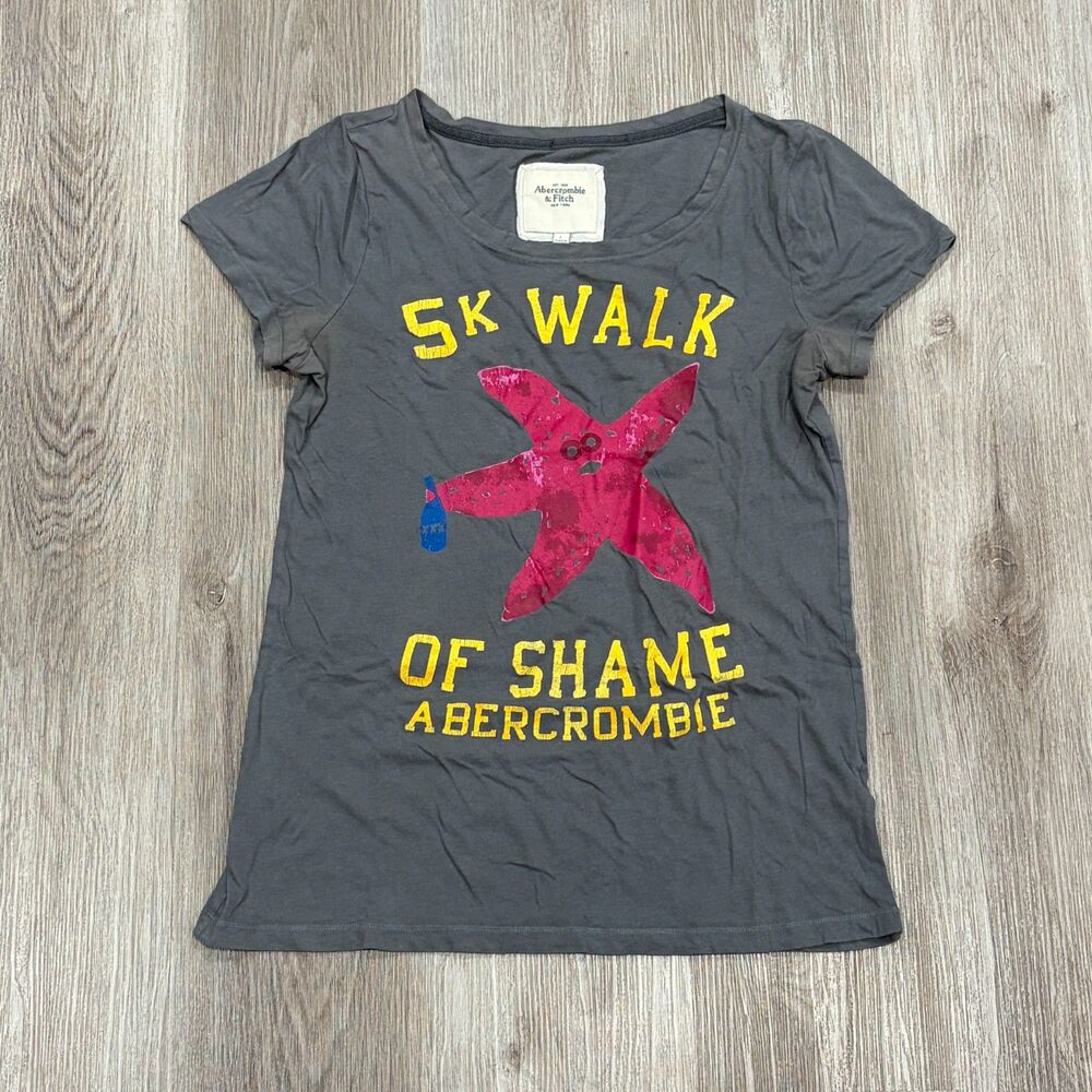 RARE Vtg 00s Y2K Abercrombie & Fitch 5K Walk of Shame Banned Humor Tee Size L